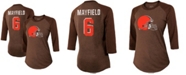Fanatics Women's Baker Mayfield Brown Cleveland Browns Player Name Number Tri-Blend 3/4 Sleeve Raglan T-shirt